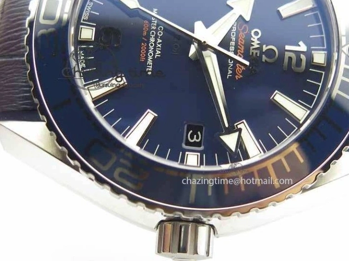 0320 Planet Ocean 2016 43.5mm SS OM 1:1 Best Edition Blue Dial On Blue Leather Strap A Sophisticated 8165